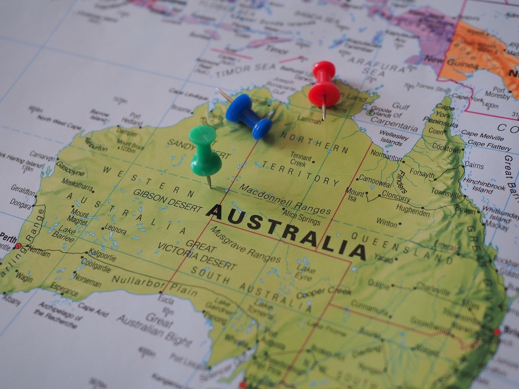 australia maps pinned